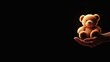 © NEW - A cozy teddy bear held gently in a hand against a dark backdrop, evoking warmth and nostalgia in soft textures.