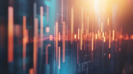 Leinwandbilder - Abstract Data Visualization with Colorful Bars and Lights