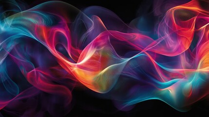 Aufkleber - Colorful Abstract Waves on Dark Background