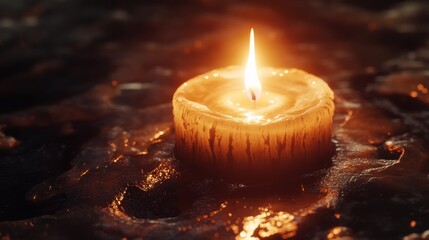Aufkleber - Warm Candle Flame on Dark Surface