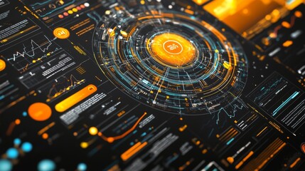 Poster - Futuristic Digital Data Visualization Background