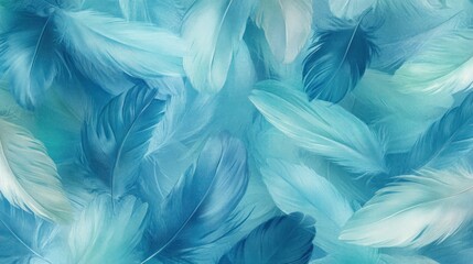 Poster - A vibrant arrangement of blue feathers creating a soft, textured background.