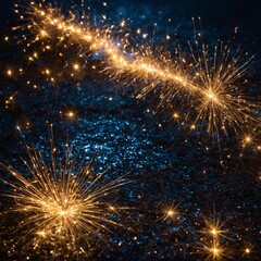 Poster - Colorful fireworks exploding in night sky over city skyline