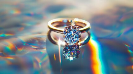 Poster - Sparkling Diamond Ring on Colorful Background