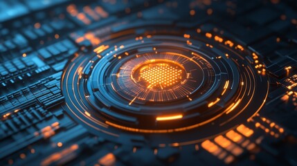 Poster - abstract digital circuitry with glowing elements