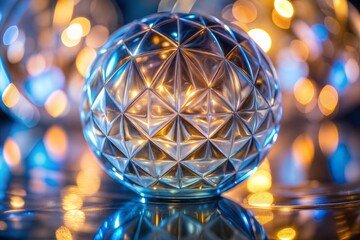 Wall Mural - geodesic sphere reflecting lights with glass texture effect