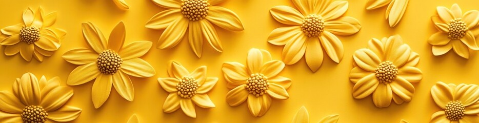 Wall Mural - A vibrant arrangement of yellow flowers against a bright yellow background.