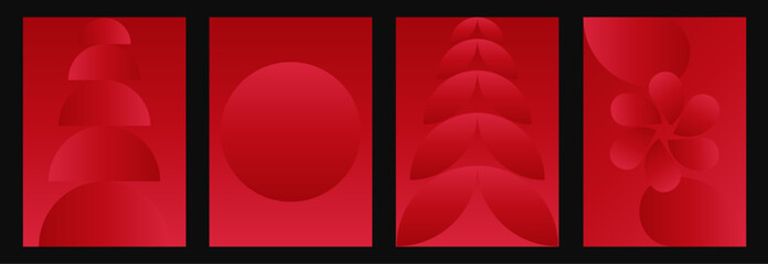Poster - Chinese New Year luxury cover design set. Modern vector gradient poster collection with geometric shapes for social media, gritting card, banner, flyer, website, calendar, envelope.