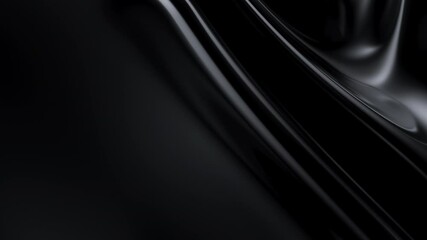 Poster - Abstract reflective ripples on black surface. Dark water waves. Satin crumples. Loop 3d render animation