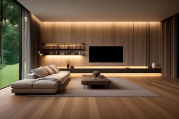 Poster - Modern light wall architecture room furniture.