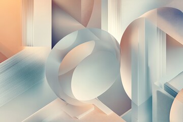 Poster - Abstract geometric shapes create a modern artwork with soft colors and intricate details in a contemporary style. Generative AI