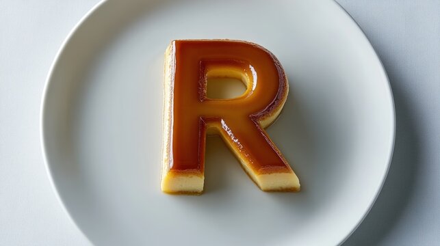 Flan in the shape of the letter 