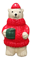 Christmas polar bear statuette photo for decoration.