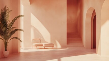 Poster - Matte pastel background transitioning from peach to pink, offering a soft and smooth visual experience, ideal for calming designs