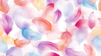 Canvas Print - A vibrant pattern of soft, colorful feathers in various shades, creating a whimsical design.