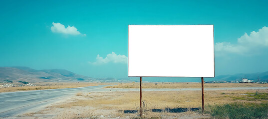 Wall Mural - roadside advertisement sign with a png cutout screen on a transparent background, perfect for seamle