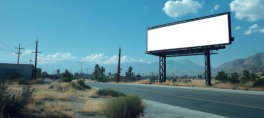 Wall Mural - highway advertisement banner with a blank png screen and transparent background, providing a ready-t