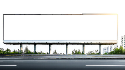 Wall Mural - highway advertisement banner with a blank png screen and transparent background, providing a ready-t