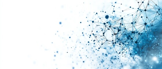 Aufkleber - Bold abstract blue banner design for a technology website, showcasing interconnected lines and shapes to symbolize connectivity and advancement