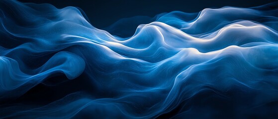 Poster - Contemporary tech background with flowing blue abstract lines that define direction and create a sense of motion and energy