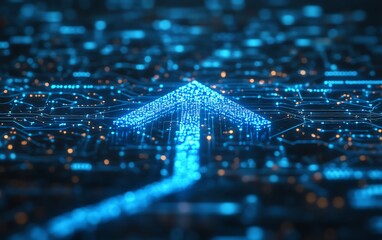 Aufkleber - Creative depiction of direction defined by blue abstract lines on a modern tech background, highlighting the intersection of art and technology