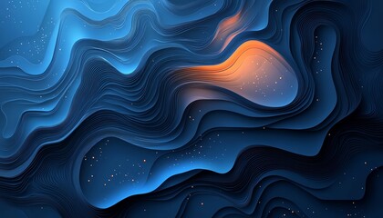 Aufkleber - Elegant abstract blue banner for a technology platform, featuring gradients and intricate patterns for a contemporary feel