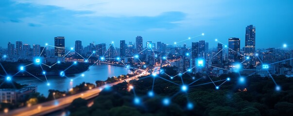 Leinwandbilder - Exploration of smart city technology, emphasizing the use of IoT and AI to create efficient, connected, and sustainable urban environments