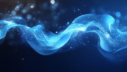 Poster - Eyecatching abstract blue banner for a technologyfocused website, utilizing abstract shapes and light effects for a dynamic visual impact