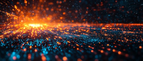 Poster - Innovative stock image focused on cyber technology, highlighting the synergy of data, networks, and modern computing elements in a dynamic design