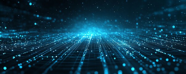 Poster - Modern tech background featuring blue abstract lines that symbolize direction and movement, creating a sense of forwardthinking