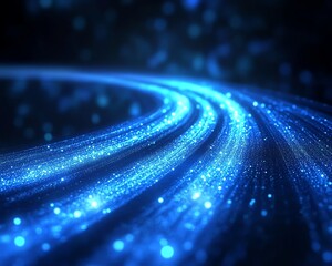 Poster - Visual representation of an information highway with flowing streams of light, symbolizing fast data transfer and connectivity