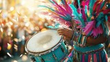 Colorful drum being played at festival