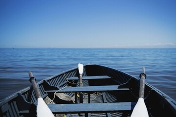 Serene seascape with a floating boat