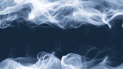 Poster - A mesmerizing dark blue background showcases swirling smoke with intricate details, creating a dramatic and atmospheric effect, enhanced by volumetric lighting