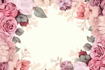 Sticker - Vintage rose frame backgrounds pattern flower.