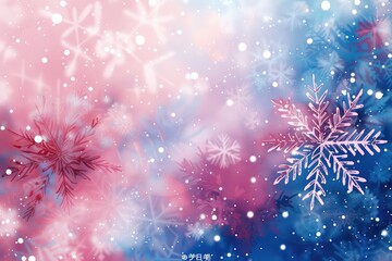Aufkleber - Abstract snowflake patterns on a pastel watercolor background, a vector presentation design with a copy space area, a snow pattern concept.