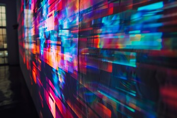 Fototapete - Abstract colorful background showing motion blur with light trails