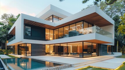 Leinwandbilder - Exterior, Modern Home Architecture.
