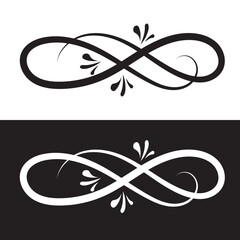 Poster - Hand Drawn Calligraphic Floral Spring Flourish Design Elements in style isolated on white background. Calligraphy and lettering Vector illustration isolated on white and black background. EPS 10