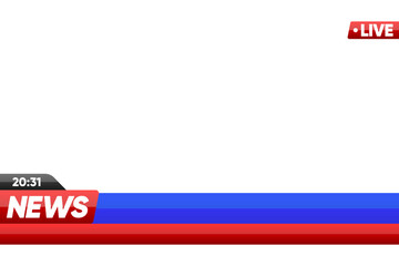 Poster - News Bar Lower Third Header. TV headline that display essential information on television broadcasts. Bar for news and sport channels, streaming and broadcasting. Vector illustration.