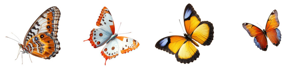 Aufkleber - Isolated on a transparent background, this blue orange butterfly is very beautiful in flight.