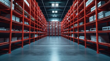 Aufkleber - A warehouse with several empty red shelves, symbolizing the risks of under ordering and stock outs.