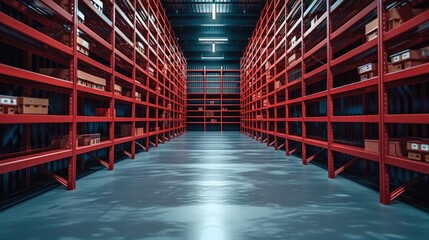 Aufkleber - A warehouse with several empty red shelves, symbolizing the risks of under ordering and stock outs.
