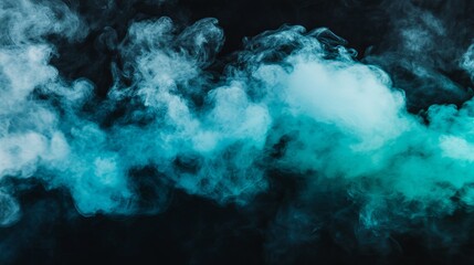 Aufkleber - Ground green and blue fog background, 3D rendering. Neon smoke cloud scene. Spooky dark magic haze. Panoramic view of abstract fog.