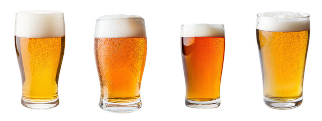 Poster - Fresh yellow beer pint with cap of foam isolated on white.