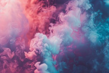 Poster - Abstract colored smoke forming fantastic shapes and figures on dark background