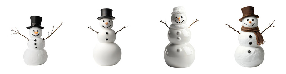 Aufkleber - This stock image shows a snowman with a blue hat and scarf isolated on a transparent background