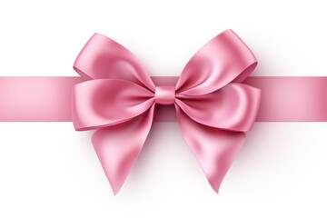 Wall Mural - ribbon pink bow white background.