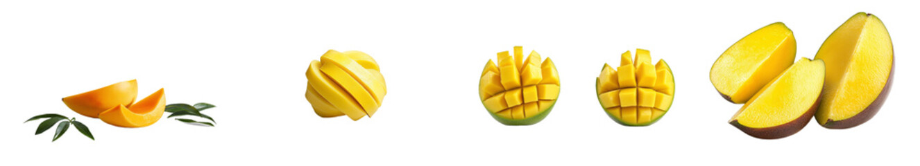 Poster - Mango slices isolated on a white background. Clipping path.