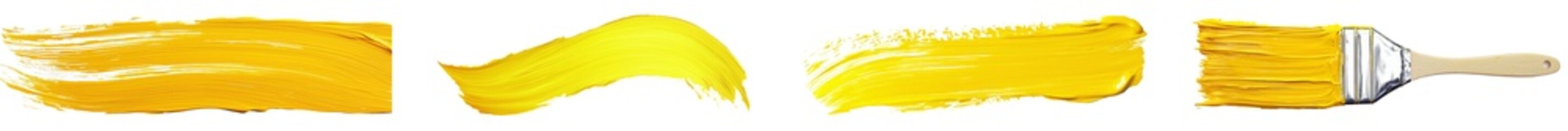 Aufkleber - Paint stroke isolated on transparent background in yellow